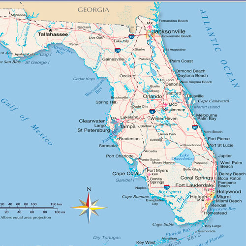 Florida state map showing our service coverage areas across South Florida